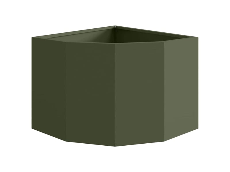 Jardinière - bac à fleurs d'angle vert olive 45 x 45 x 35 cm acier  - Conforama E