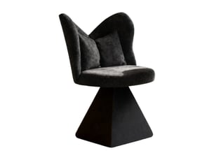Chaise pivotante sans accoudoirs avec dossier papillon, rotation 360° en velours chenille noir, 52×52×46 cm