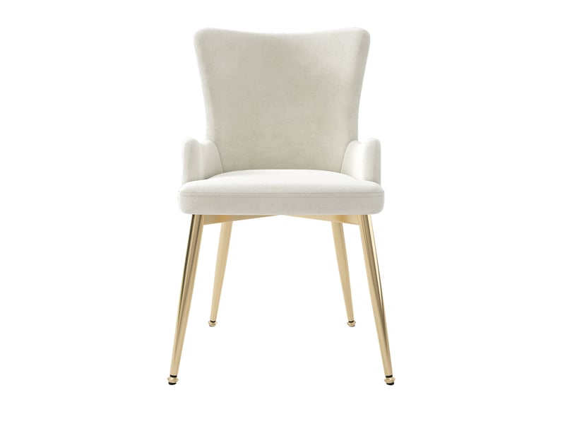  Lot de 2 chaises 55x45x85cm avec pieds en métal, polyvalentes, douces et confortables, velours, beige et doré  - Conforama E