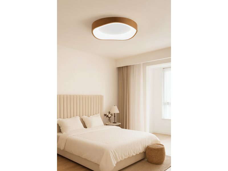 Plafonnier led de plafond en métal effet bois style nordique moderne “arina” – 36w, lumière sélectionnable 3000k4000k6000k, ø40 cm CL020-WD-36W - Conforama E