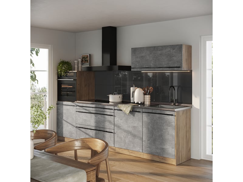  Vicco cuisine, bétonchêne doré, 280cm sans plan de travail  - Conforama C