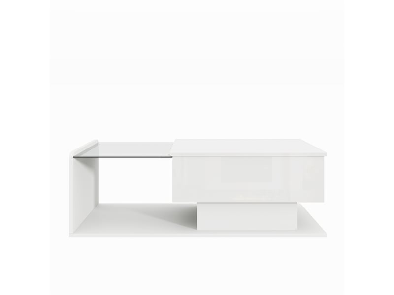  Table basse relevable avec rangement ouvert et caché et led, plateau en verre trempé, blanc, 100×50×3345 cm - uvrion  - Conforama A