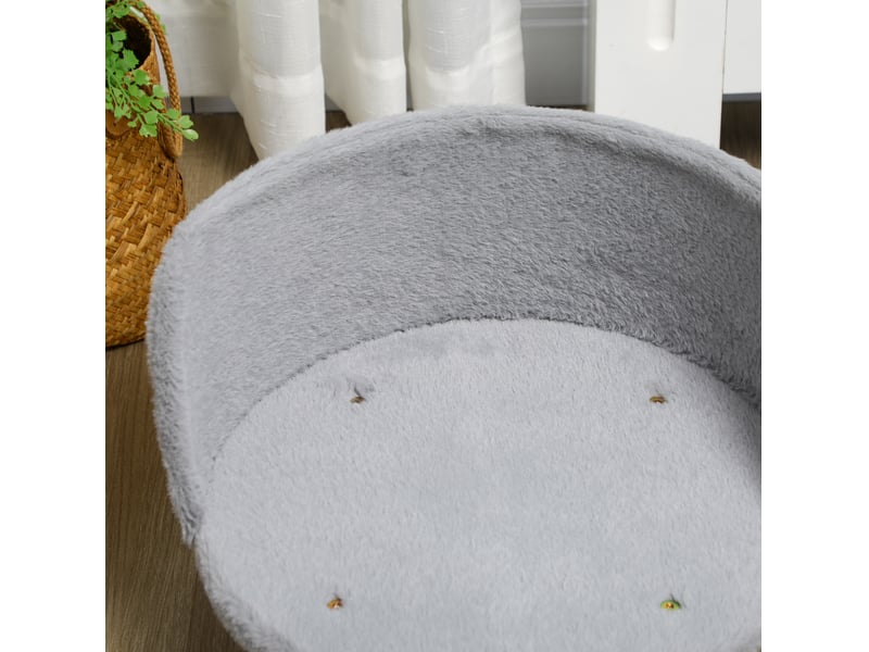 Canapé pour votre petit compagnon gris 40,5 x 40,5 x 33 cm avec coussin lavable et pieds en bois, pour le repos en intérieur - Conforama E