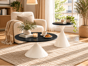 Table basse rond(e) coloris noir LPOSPI - 70 cmx50 cm