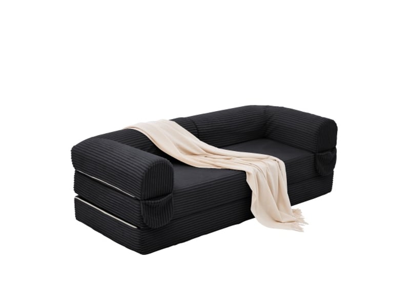  Canapé-lit 2 places en velours côtelé doux, convertible et compact – idéal salon et chambre d’amis  - Conforama A