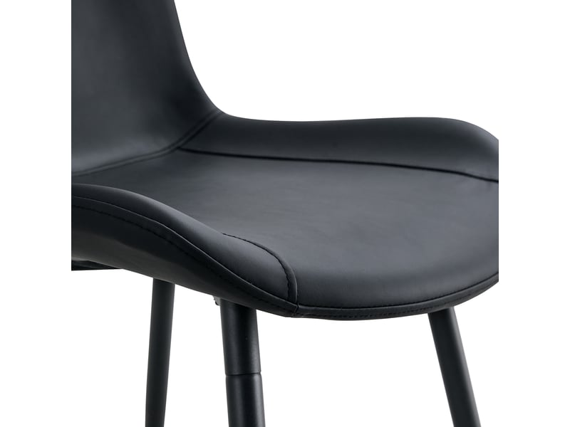  Lot de 4 chaises de salle à manger modernes en simili cuir noir, pieds métalliques  - Conforama E