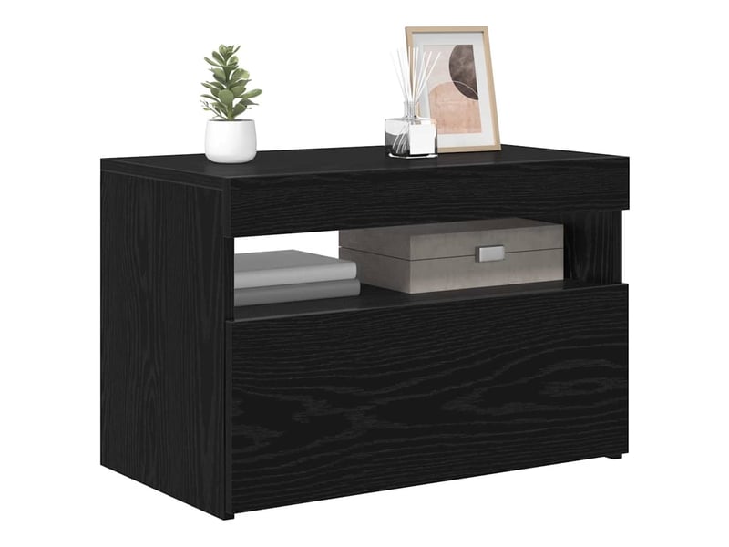 Meuble tv - banc tv - meuble de rangement 60 x 35 x 40 cm chêne noir bois d'ingénierie - Conforama C