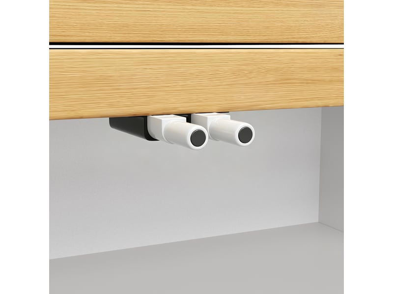  Îlot de cuisine, 120 × 40 × 72 cm, 4 portes et 0 tiroirs, mdf et verre, blanc, module pivotant à 360°  - Conforama E