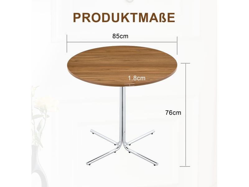  Table basse ronde avec plateau en mdf et piètement métallique à 3 pieds, style moderne, pour salon, bureau et balcon  - Conforama D