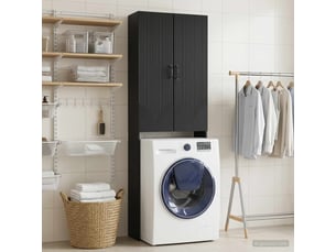 Armoire de toilette, meuble de toilette hoorn noir 66x25.5x190 cm