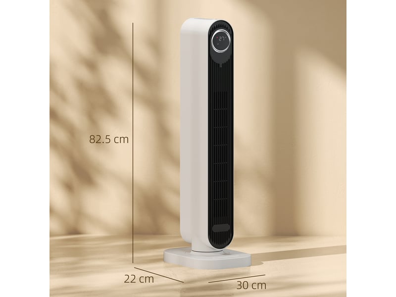 Chauffage soufflant 2000 w en abs avec télécommande, oscillation et minuterie, 30 x 22 x 82,5 cm, blanc  - Conforama C