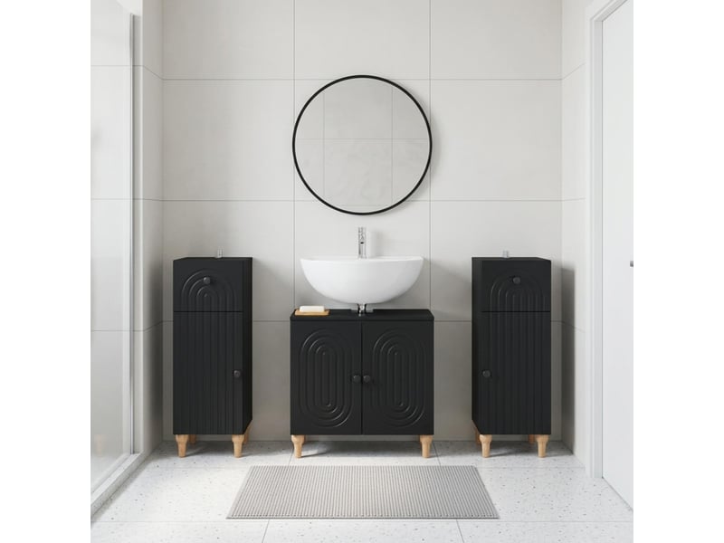 Ensemble de meuble de salle de bain 3 pièces alkmaar noir cf63305 - Conforama B