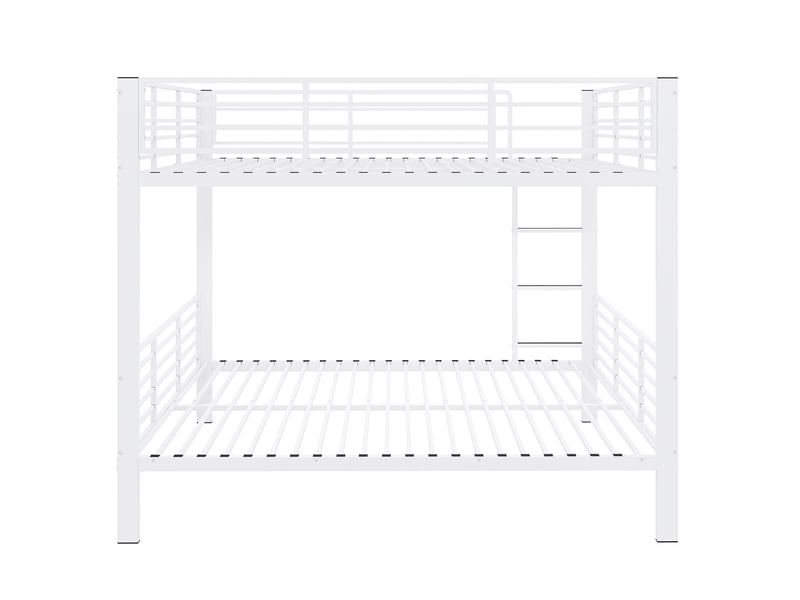  Lit superposé métal blanc 140x200 cm avec échelle et barrières de sécurité  - Conforama D