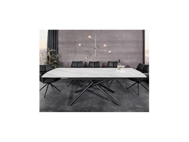 Table de salle à manger ophira – extensible 180 à 230 cm – effet marbre blanc – pieds métal – style contemporain  - Conforama E