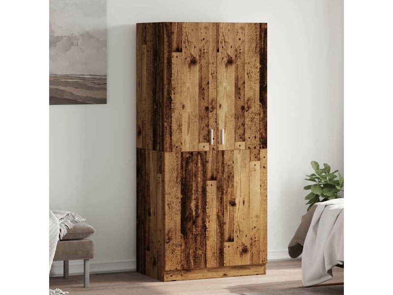 Garde-robe, armoire de rangement vieux bois 80x52x180 cm bois d'ingénierie  - Conforama C