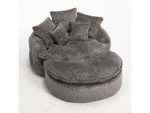 Canapé lounge xxl 1 place 190,5x138x63 cm, chaise longue ronde en polyester, assise profonde en mousse haute densité, coussins, sans montage, gris