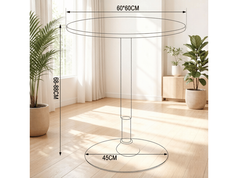 Table de bar ronde réglable en hauteur avec pied chromé pour cuisine ø60 cm en mdf blanc mat - Conforama D