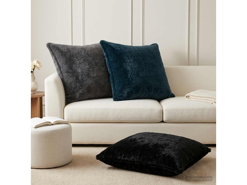 Lot de 2 housses de coussin houten gris foncé 65 x 65 cm cf49318 - Conforama B