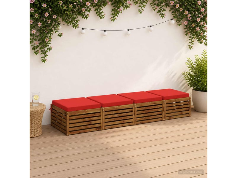 Lot de 4 coussins de siège, coussins d'assise soest 100 % polyester rouge cf60516 - Conforama B