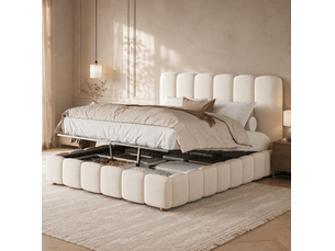 Lit coffre 140x190 cm <strong>WISHDOR</strong> <strong></strong> coloris beige