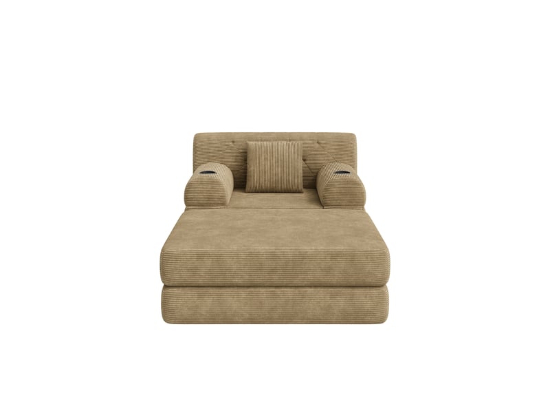 Fauteuil convertible velours avec repose pieds mecanisme inclinable dossier haut porte verres pochettes kaki - Conforama A