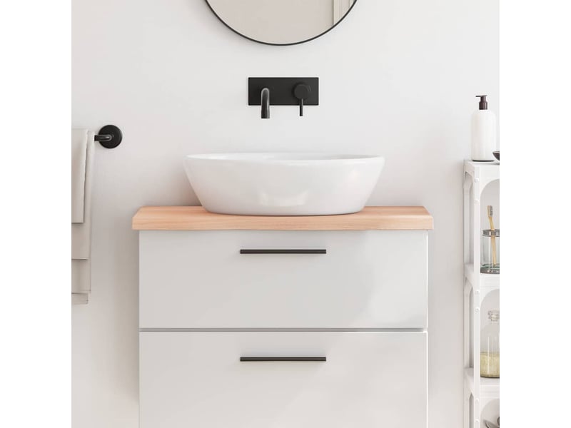 Comptoir de salle de bain, plan de travail 80x40x(2-4) cm bois massif non traité cf65762 - Conforama B