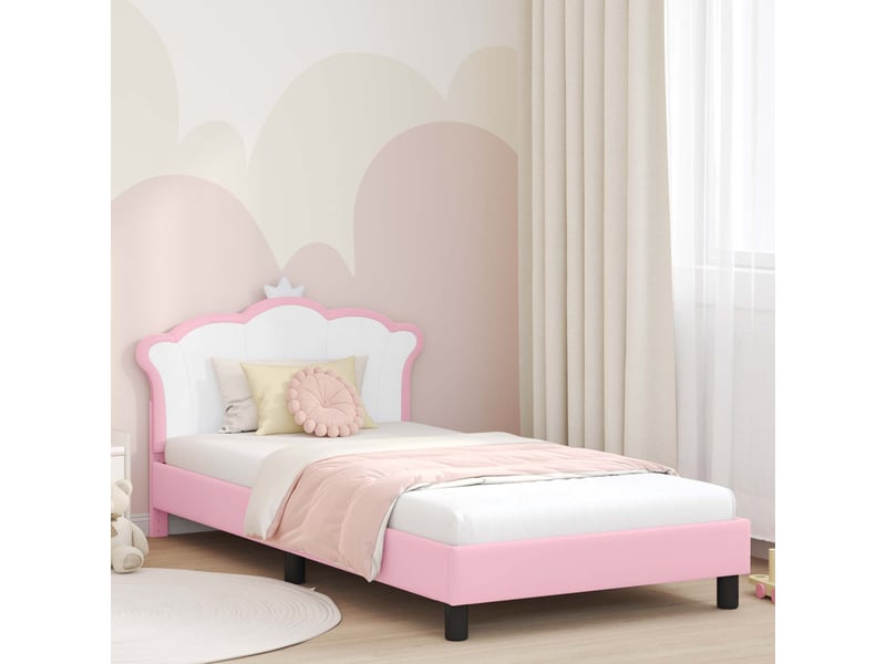  Cadre de lit pour enfants - lit jeune avec tête de lit rose 90 x 190 cm pu  - Conforama B
