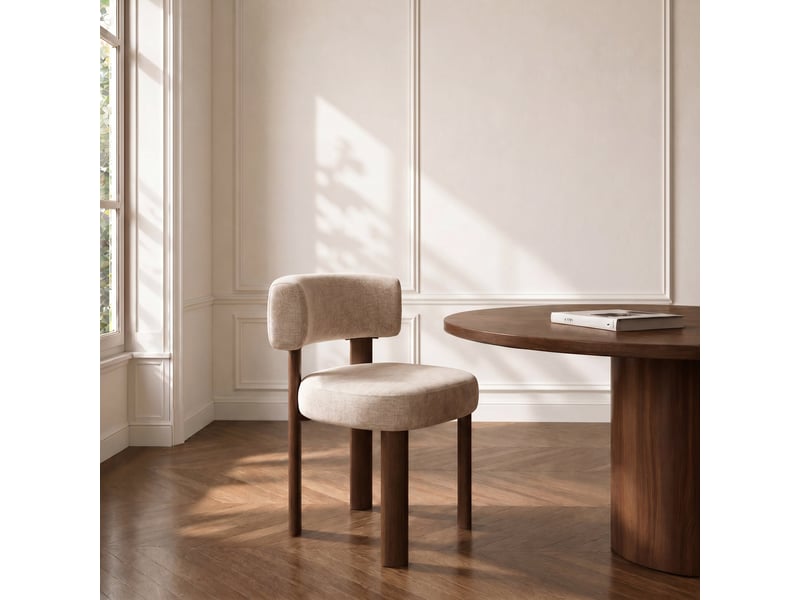  Lot de 2 chaises en velours chenillé beige foncé rich SC47VCBF - Conforama B