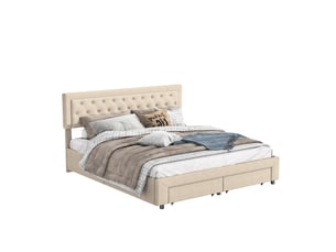 Lit coffre 180x200 cm <strong>BRILVERDE </strong>  <strong></strong> coloris beige