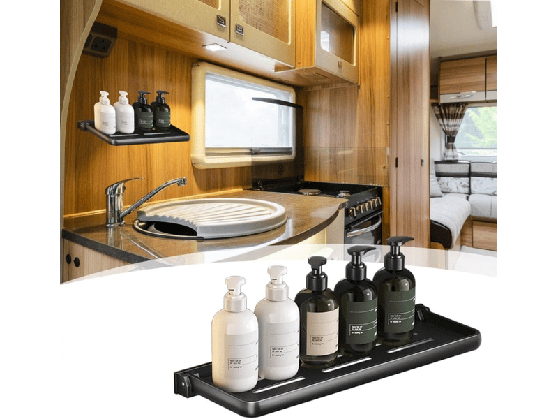  Étagère murale pliable pour salle de bain, cuisine et camping-car, gris acier, 40 cm  - Conforama C