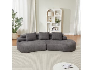 Canapé modulable 2 places en chenille gris anthracite evryae