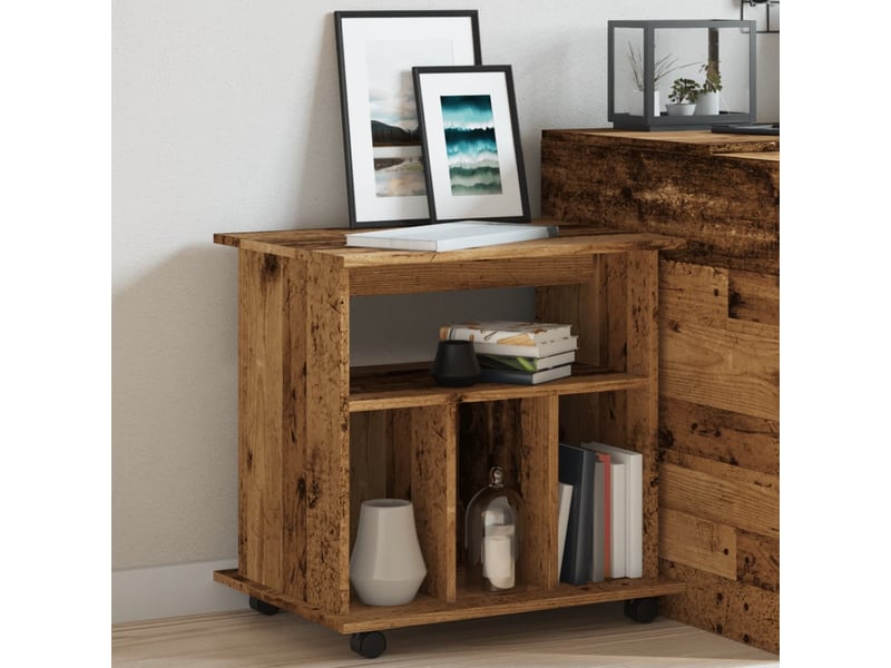 Armoire de rangement, armoire à roulettes vieux bois 60x45x60 cm bois d'ingénierie  - Conforama D