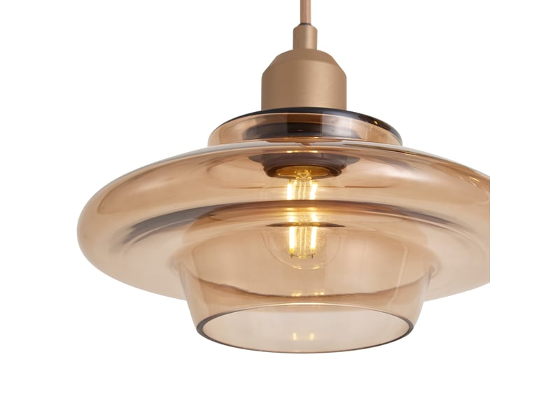  Suspension rétro bronze foncé avec abat-jour ambrés 3 lumières - smokey  - Conforama B