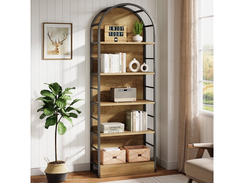  Tribesigns bibliothèque de style industriel à 5 étages pour salon, chambre à coucher et bureau à domicile  - Conforama D