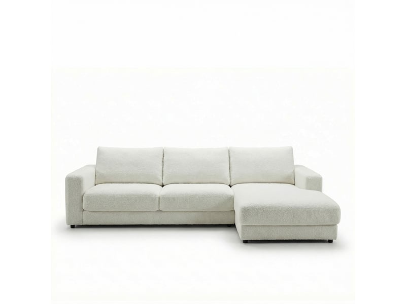  Canapé venezia laine bouclée angle d blanc cassé 5 pl 3CA56.AS.5A.D.01 - Conforama A