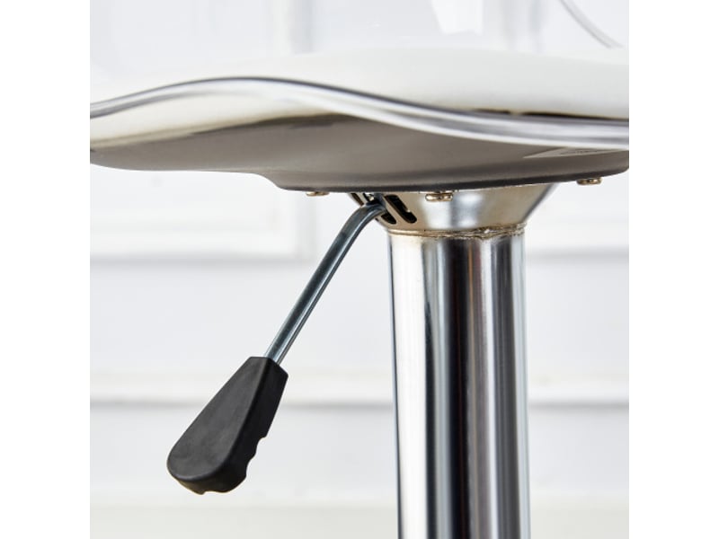  Ensemble bar flexible: table en verre 89 cm + 2 tabourets argentés pivotants, hauteur réglable, transparent 360°  - Conforama E