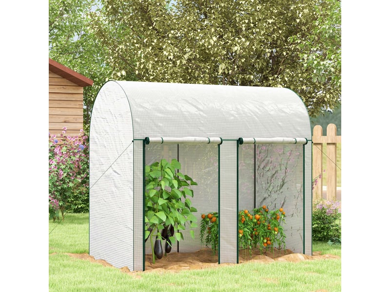  Serre de jardin 2 m² dim. 2l x 1l x 1,78h m 2 portes zippées enroulables acier pe haute densité 140 gm² anti-uv blanc  - Conforama C