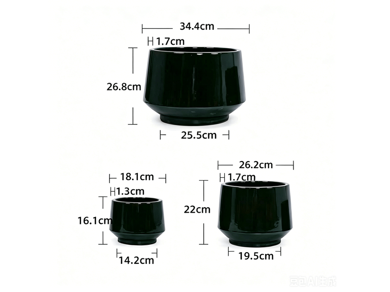  Lot de 3 pots de fleurs 38,12822,9 cm trou de drainage vert antique  - Conforama C