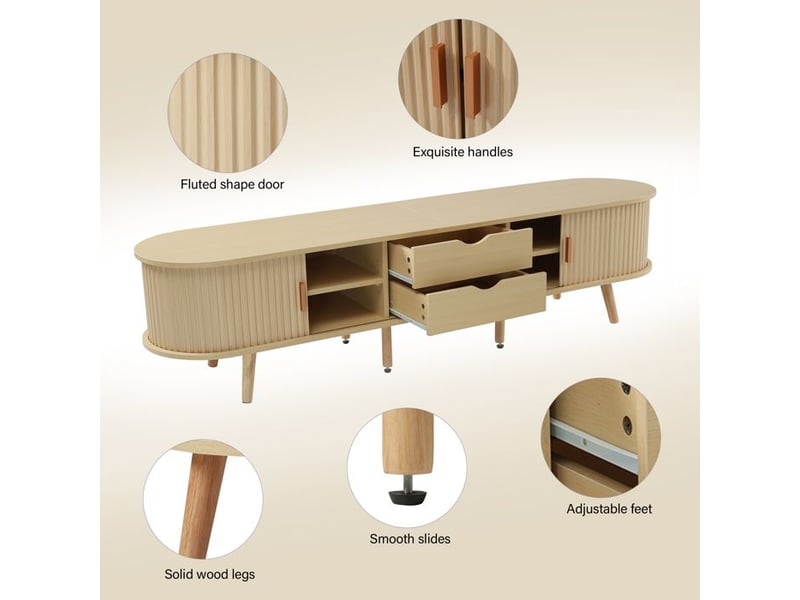  Ensemble armoire tv et table basse - bois - mdf - noyer clair - 175x40x42 cm - tiroirs doubles 100x50x40cm - Conforama D