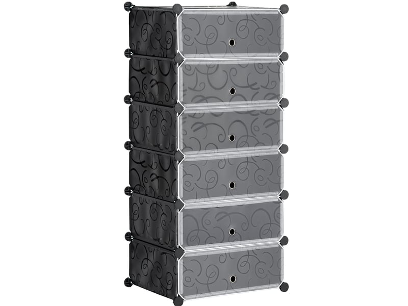  Range-chaussures modulaire 49 x 36,5 x 108 cm noir et blanc en plastique, pour 6 paires avec structure empilable  - Conforama A