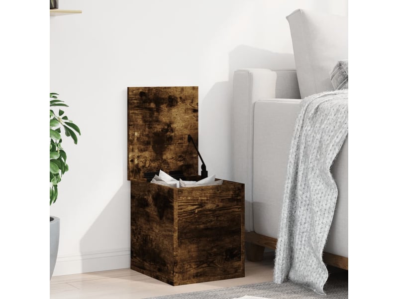  Boîte de rangement, coffre de rangement chêne fumé 30x35x35 cm bois d'ingénierie  - Conforama C