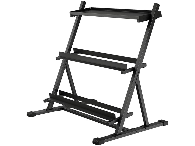  Support à haltères en acier à 3 niveaux, capacité 200 kg, 88 x 66 x 88 cm, noir  - Conforama B