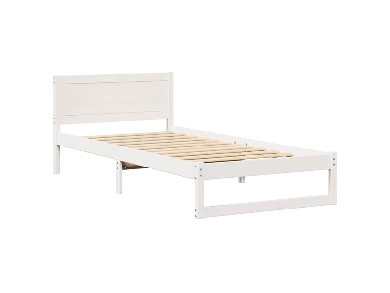  Lit simple- lit adulte -  cadre de lit avec tête de lit blanc 90 x 190 cm pin massif  - Conforama C
