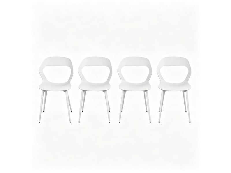  Lot de 4 chaises de salle à manger en polypropylène blanc, pieds en métal T5828P542940 - Conforama A