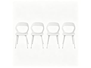 Lot de 4 chaises de salle à manger en polypropylène blanc, pieds en métal