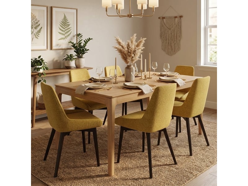  Lot de 4 chaises de salle à manger rembourrées en tissu erythea - jaune  - Conforama B