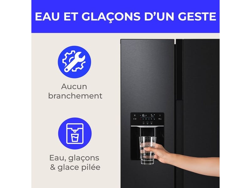  Frigo americain double porte 577l ceranf577nfbd avec distributeur eau glace CERANF577NFBD - Conforama E
