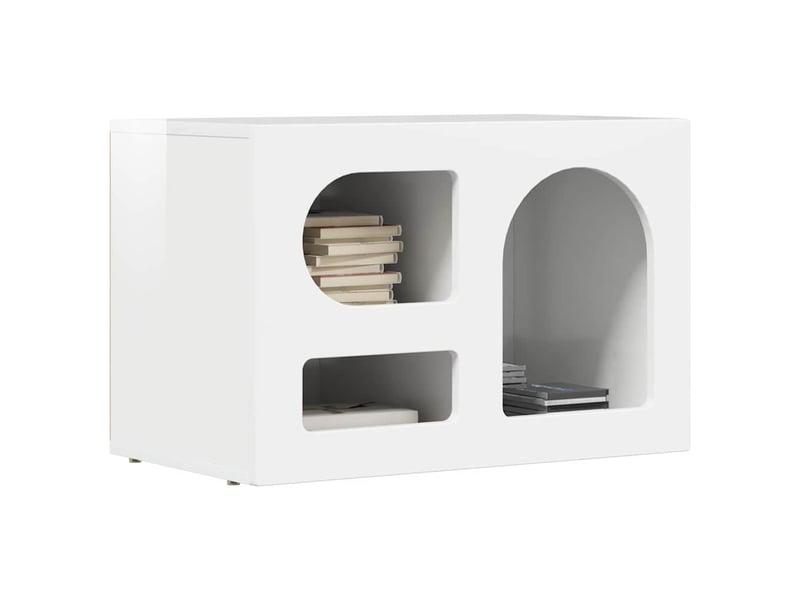  Meuble tv - banc tv - meuble de rangement elst 60 x 35 x 40 cm blanc brillant bois d'ingénierie  - Conforama C