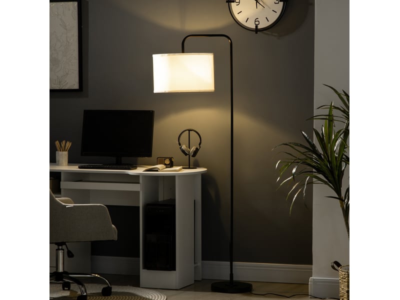  Lampadaire de salon 64 x 38 x 163,5 cm noir et blanc, acier avec abat-jour, câble 180 cm, interrupteur au pied  - Conforama B