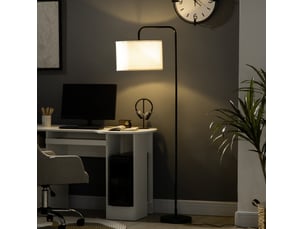 Lampadaire de salon 64 x 38 x 163,5 cm noir et blanc, acier avec abat-jour, câble 180 cm, interrupteur au pied